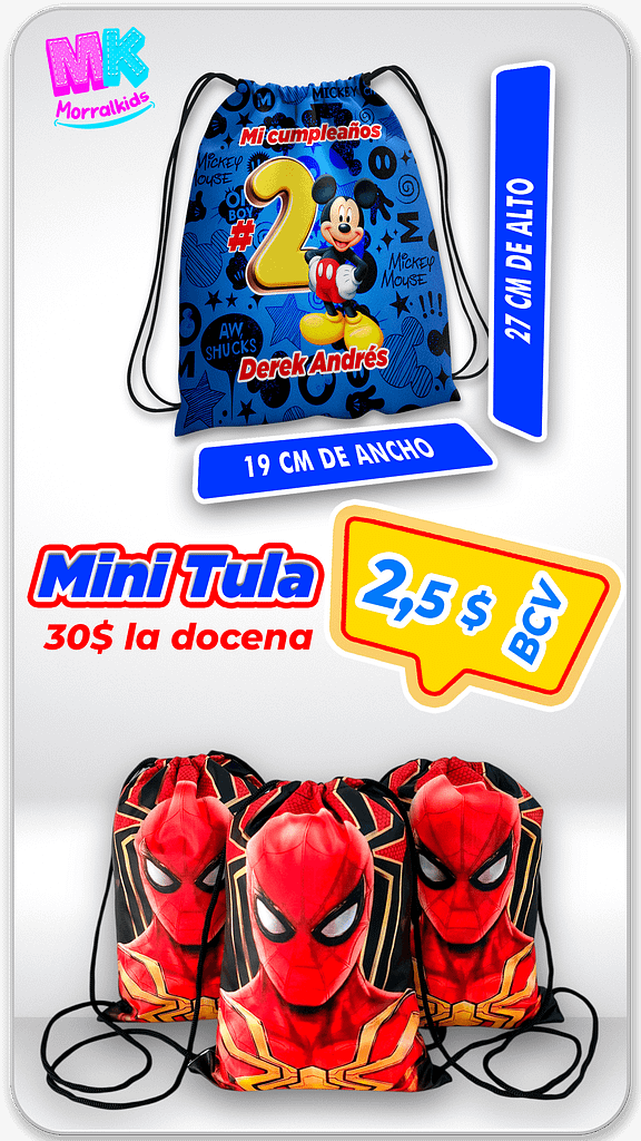 Tulas estampadas con diseños exclusivos y personalizados, elaboradas en tela impermeable con impresion de alta calidad morralkids venezuela