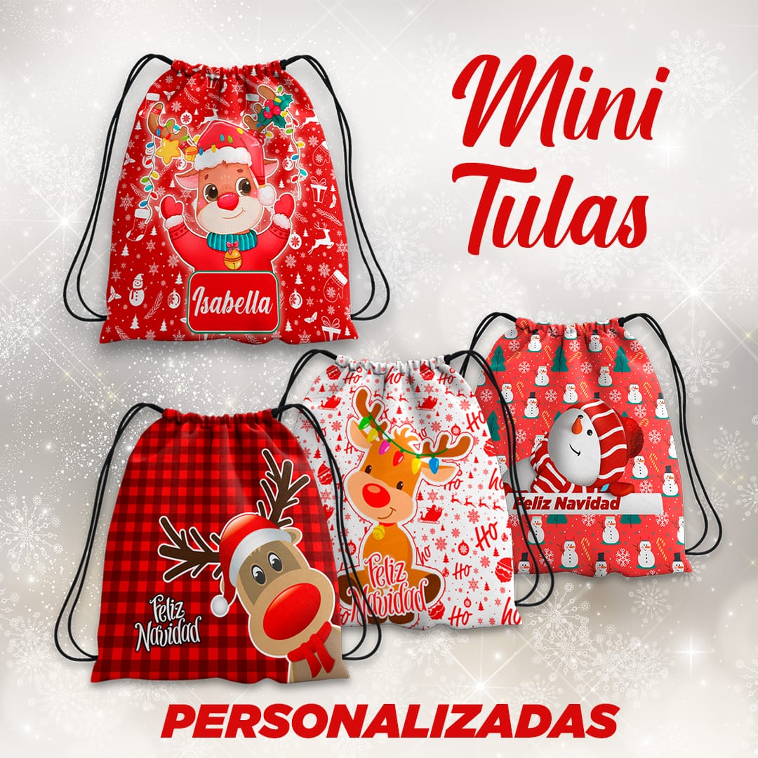 Mini tulas persoanlizadas con motivos navideños corporativos e infantiles
