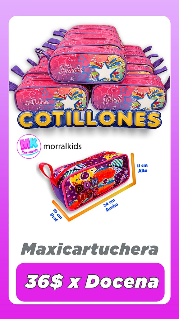 Cartucheras Maxicartucheras para cotillones y promociones de grado de la marca morralkids Venezuela